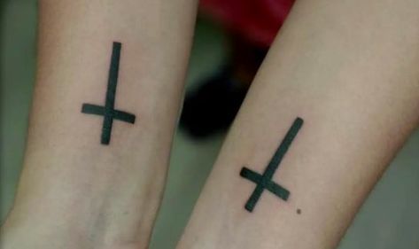 Upside Down Tattoo, Upside Down Cross Tattoo, Cross Tattoo Meaning, Upside Down Cross, Earth Tattoo, Cross Tattoo Designs, Dream Symbols, Symbol Tattoos, 3d Tattoo