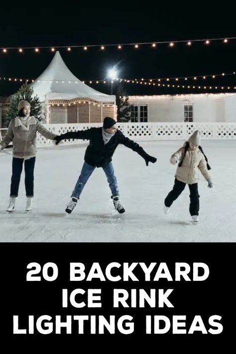 Backyard Ice Rink Lighting Ideas Backyard Ice Rink Lights, Outdoor Rink Ideas, Outdoor Hockey Rink, Backyard Ice Rink, Backyard Rink, Synthetic Ice, Outdoor Skating Rink, Cool Backyard, Outdoor Rink