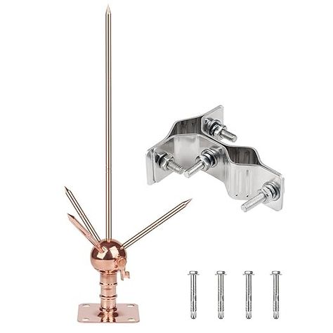 Amazon.com: Lightning Rod,Copper Brass Lightning Rod Kit Detachable Lightning Protection Equipment System for Pole Top House Tower Tank Roof Safety (1.7Ft, Lightning Rod with Mount Clamp) : Industrial & Scientific Lightning Rod, Safety 1st, Roof, Tower, Electricity, Copper, Brass