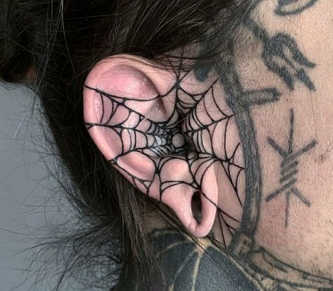 Satanic Tattoos, Spider Web Tattoo, Web Tattoo, Goth Tattoo, Wicked Tattoos, Creepy Tattoos, 3d Tattoos, Face Tattoos, Head Tattoos