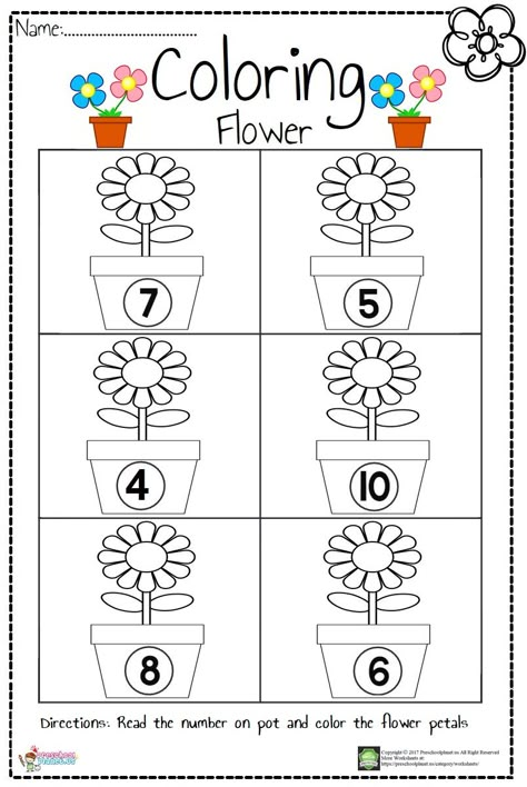 Everybody loves counting flower petals. With this flower count worksheet, kids will practice their counting and coloring abilities. First, let them read the number on the pots and ask them to color flower petals as the number they read before. This flower count worksheet is in pdf format and printable. Spring Counting Activities Preschool, Math Worksheets Preschool, Flower Math, Spring Math Worksheets, Plants Worksheets, Pre K Math, Plant Activities, Spring Math, Preschool Math Worksheets