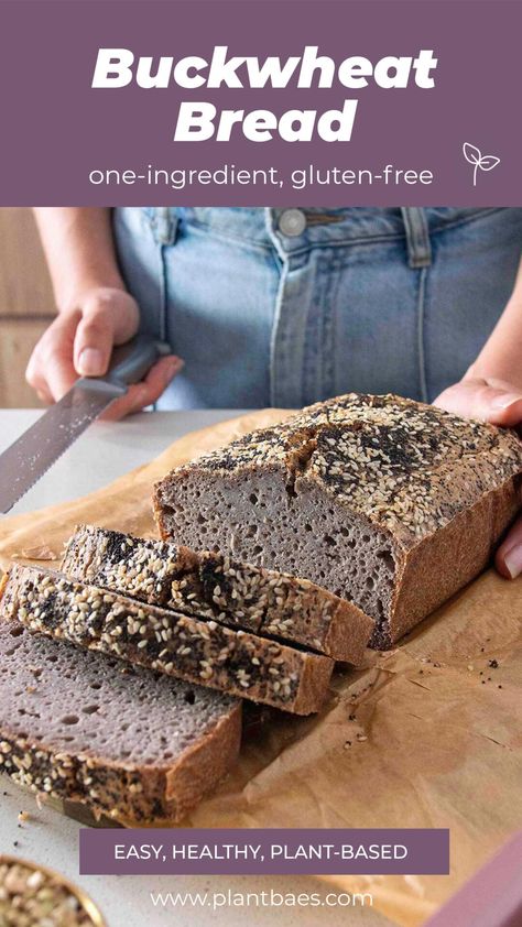 This 1-Ingredient Gluten-Free Buckwheat Bread has been a staple in our kitchen since 2022! Easy, delicious, and nourishing, perfect for avocado toast or as a soup side dish. Loved across our community, it’s a hit for those seeking nutritious, plant-based, and easy vegan meal ideas. Join the hundreds who’ve shared their gluten-free buckwheat bread creations with us on Instagram. #PlantBasedRecipes #GlutenFreeBread #HealthyEating #buckwheatbread Buckwheat Side Dish, Gluten Free Buckwheat Bread, Vegan Meal Ideas, Buckwheat Bread, Yeast Free Breads, Buckwheat Pancakes, Healthy Bread, Main Dish Salads, Vegan Meal