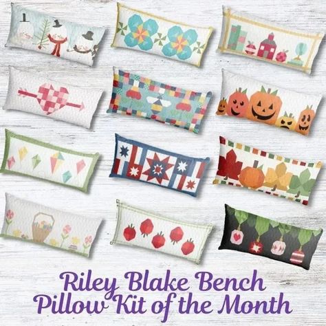 Riley Blake Bench Pillows Block of the Month - Begins January 2023 IN HOUSE Bench Pillow Patterns, Flowers And Bees, Fusible Applique, Pillow Patterns, Bench Pillow, Bench Pillows, Pillowcase Dress, Block Of The Month, Pattern Images