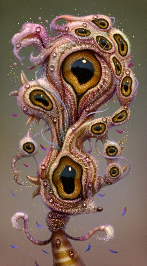 Hybrid Creatures with Oversized Eyes Reflect Imagined Landscapes in Surreal Paintings by Haoto Nattori | Colossal Naoto Hattori, Image Illusion, Surealism Art, Arte Indie, Psychadelic Art, School Of Visual Arts, Colossal Art, 다크 판타지, Surrealism Painting