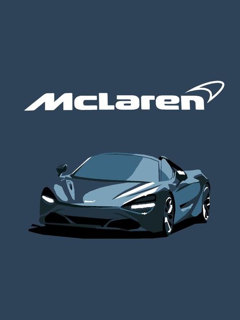 On a blue background a simplified poster of a sleek supercar sits under the McLaren logo. Mclaren 720s Wallpaper, Blue Mclaren, Mclaren Wallpaper, 2023 Mclaren, Cbr 250 Rr, Cars Mclaren, Retro Games Wallpaper, Cool Truck Accessories, Mclaren Senna