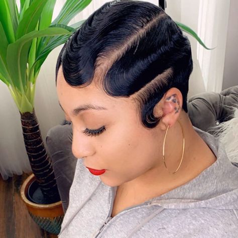 Althea Williams on Instagram: “MY SIGNATURE FINGER WAVES Althea williams : client #clientsbelike #clientselfie @voiceofhair @shortcutkilla #fingerwaves #essencemag #pixie…” Waves 4c Hair, Ear Length Hair, Finger Waves Short Hair, Finger Wave, Finger Waves, 4c Hair, My Signature, 4c Hairstyles, Relaxed Hair