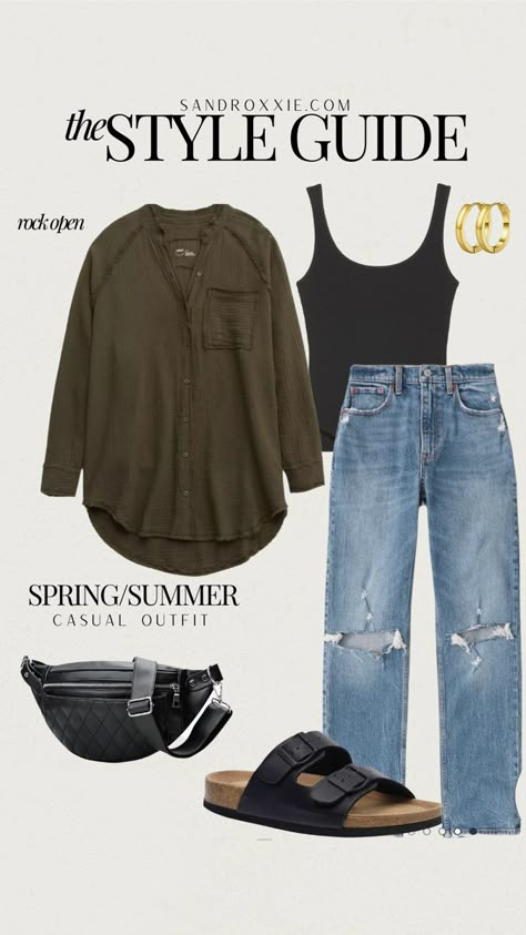 Birkenstock Capsule Wardrobe, Minimalist Spring Outfits, Outfits With Jeans, Arizona Big Buckle, Mom Outfits, Spring Outfits Casual, Style Guide, Spring Summer Outfits, Mom Style