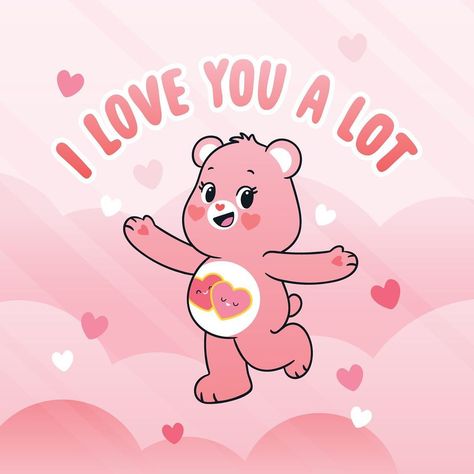 Care Bears Love A Lot Bear, Care Bear Valentine, Love A Lot Care Bear, Care Bears Vintage, Watch Wallpapers, Care Bears Cousins, Love You A Lot, Pink Teddy Bear, Bear Valentines