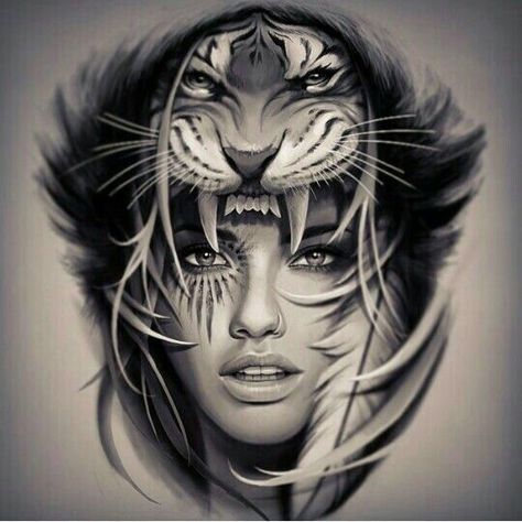 Tattoo uploaded by Sidsel Nielsen • #indian #native #feminine #lion • Tattoodo Tattoo Brazo Mujer, Shen Long Tattoo, Tiger Head Tattoo, Girl Face Tattoo, Tiger Tattoo Design, Tattoo Zeichnungen, Head Tattoos, Tiger Tattoo, Face Tattoo