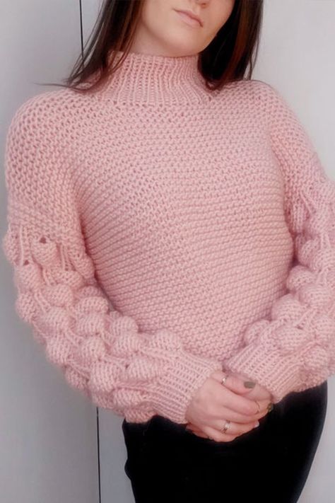 ♥️ Light pink bubble knit sweater in our store! Chunky knit oversized pullover for women wraps you up like a hug, and puts a smile on your face, too! This balloon sleeve women pullover for women will be a great look with skirt, pants or jeans. The festival handmade sweater is a great gift idea for her or a small purchase for yourself as a wardrobe staple. The unique design will make you look and feel stunning ♥️ READY TO SHIP in color as in the photo. Hand Knitted Sweaters For Women, Unique Knitwear, Stylish Knitwear, Knit Sweater Outfit, Wool Sweaters Womens, Sweater Chunky, Handmade Knitwear, Woolen Sweaters, Handmade Sweater