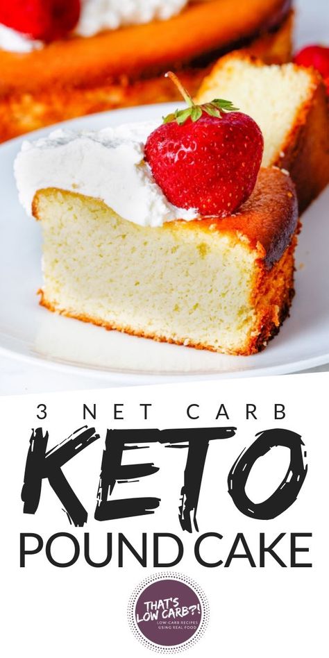 Keto Pound Cake is quick, simple and low-carb amazingness. The classic cake is so easy to make and versatile, you can make this a happy treat for everyone in your family - even those who aren't on a low-carb diet. #lowcarb #keto #ketodiet #ketorecipes #lowcarbdessert #ketodessert #3netcarbs Keto Pound Cake, Keto Pies, Cake Classic, Keto Cakes, Clean Keto, Postre Keto, Keto Friendly Desserts, Low Carb Dessert, Keto Cake