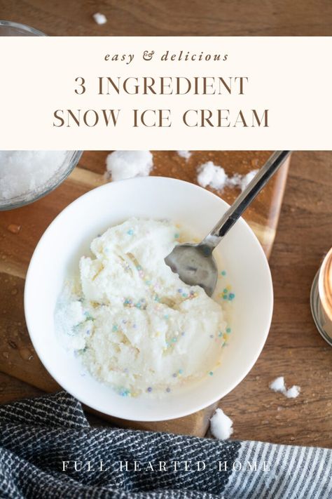 How to Make Snow Ice Cream | Three Ingredient Recipe - Full Hearted Home Snow Cream Recipe, Snow Ice Cream Recipe, Snowcream Recipe, Snow Ice Cream, Make Snow, Snow Cream, Three Ingredient Recipes, Homemade Vanilla Ice Cream, Ice Cream Ingredients