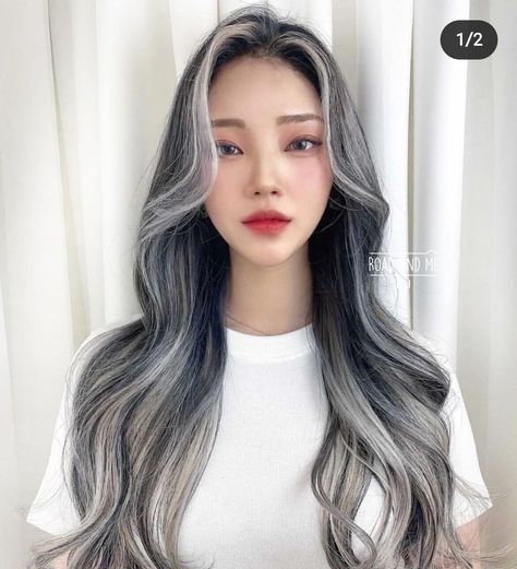 Grey Hair Colour, Korean Long Hair, Hair Colour Design, Korean Hair Color, Hair Color Underneath, Beautiful Gray Hair, Colour Collection, Hair Streaks, Silver Hair Color