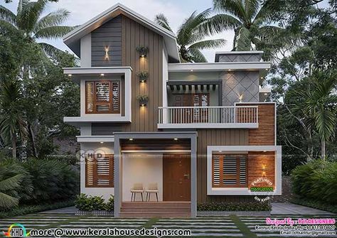 Houses Ideas Modern, House Decorating Ideas Modern, Porch House Design, Modern House Bathroom, Modern Vs Traditional, Traditional House Design, Two Story House Design, Indian House Plans, House Outer Design