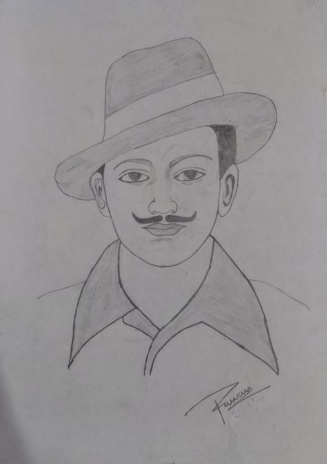 Bhagat Singh pencil sketch art Sketches Of Freedom Fighters, Bhagat Singh Sketch Pencil, Shivaji Maharaj Sketch Pencil Easy, Bhagat Singh Drawing Easy, Independence Day Sketch Pencil, Bhagat Singh Drawing Pencil, Independence Day Drawing Pencil, Freedom Fighters Sketch, Freedom Fighters Drawing