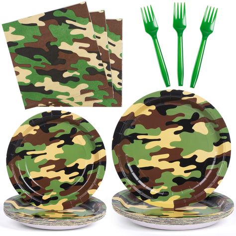 PRICES MAY VARY. 【Military-style Theme】 Camo birthday party supplies are designed with a full camouflage style theme, perfect for hosting military-themed events 【Complete Set】 Our army birthday party supplies includes all necessary items, making it practical to prepare for the party without worrying about missing anything 【Sturdy Quality】 These camo plates and cups are made of high-quality materials, ensuring sturdy and reliable performance throughout your party 【More Time Enjoying】 Disposable c Camo Hunting Birthday Party, Camo Birthday Decorations, Hunting Birthday Party Ideas, Army Party Decorations, Army Birthday Party, Hunting Birthday Party, Camo Birthday Party, Army Birthday Parties, Army Retirement