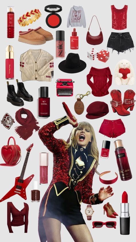 Taylor Swift Red Wishlist #taylorswift #ts #red #redalbumaesthetic #redalbum #wishlist Taylor Swift Red Album Outfits, Red Album Outfits, Taylor Swift Red Outfit Ideas, Red Eras Tour Outfit Ideas, Taylor Swift Red Era Outfits, Red Wishlist, Red Aesthetic Outfit, Red Eras Tour, Taylor Swift Red Album