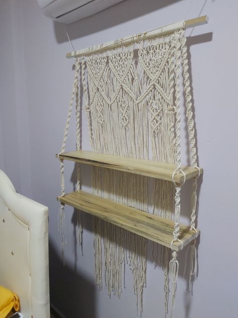 Macrame shelves 
Handmade Macrame Shelf, Macrame Ideas, Macrame Wall, Macrame Wall Hanging, Ladder Decor, Macrame, Wall Hanging, Shelves, Wall