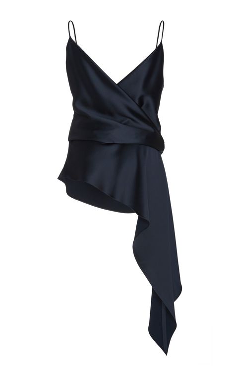 Sleeveless Satin Blouse by OSCAR DE LA RENTA for Preorder on Moda Operandi Satin Top Outfit Classy, Work Outfits Chic, Black Satin Blouse, Satin Tops, Mode Zara, Fancy Tops, Chic Top, Satin Top, Satin Blouse