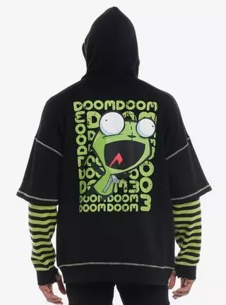 Invader Zim GIR Striped Twofer Hoodie, Gir Hoodie Invader Zim, Invader Zim Hoodie, 2013 Swag Era, Invader Zim, Goth Outfits, Hot Topic, Clothes