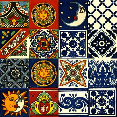 Hand painted Spanish ceramic tiles Spanish Tiles Aesthetic, Spanish Pattern Tiles, Indian Tile Pattern, Spanish Tile Art, Spanish Tiles Pattern, Spanish Ceramic Tiles, Spanish Mosaic Art, Peruvian Tiles, Spanish Tile Nails