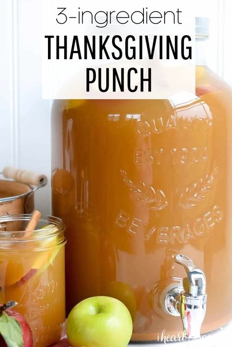 Punch For A Crowd, Fall Punch Recipes, Thanksgiving Recipes Drinks, Apple Cider Caramel, Thanksgiving Punch, Apple Cider Drink, Fall Drink Recipes, Cider Drinks, Southern Thanksgiving Menu