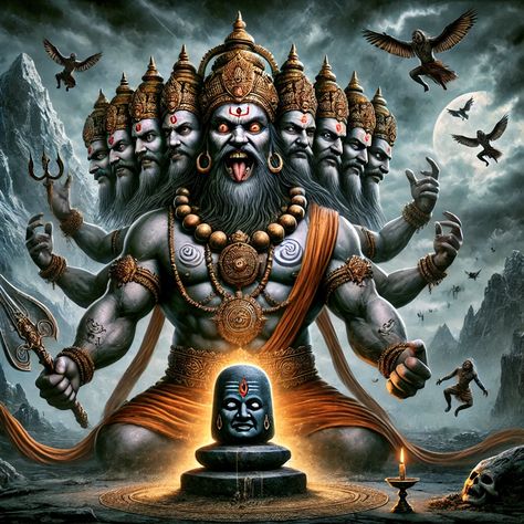 Ravana Tattoo, Ravana Images Hd, Ravan Pic, Jagannatha Beautiful Images, Religion Tattoos, Cannon Camera, Digital Sketching, Pictorial Design, Aghori Shiva