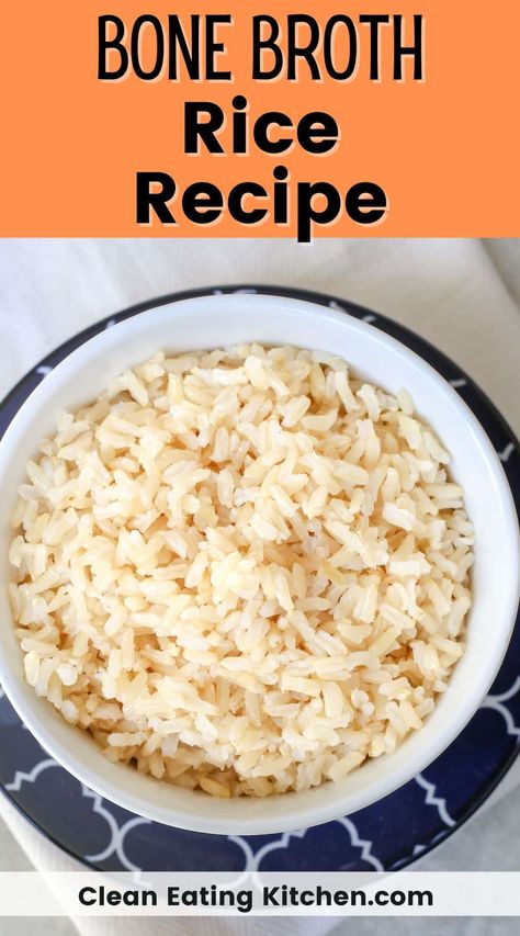 Here is a nourishing and easy Bone Broth Rice recipe with just a few simple ingredients. This flavorful rice recipe is the perfect side dish. Make it in the Instant Pot or on the stovetop. Cooking Rice In Bone Broth, Rice Bone Broth, Rice In Bone Broth, Rice With Bone Broth, Bone Broth Rice Recipe, Rice With Chicken Broth, Bone Broth Rice, Budget Friendly Healthy Meals, Easy Bone Broth