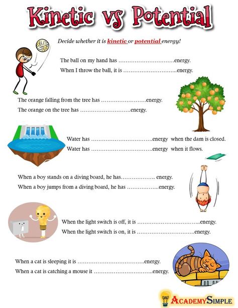 Potential Energy Activities, Mechanical Energy Activities For Kids, Force Motion And Energy Activities, Energy Grade 1 Science, Energy Worksheets Grade 4, Kinetic Energy Activities, Potential And Kinetic Energy Activities, Forms Of Energy Activities, Sources Of Energy Worksheet