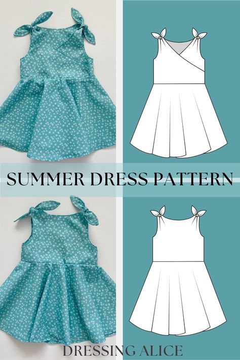 Excited to share the latest addition to my #etsy shop: Easy Girls Summer Dress Pattern with Sweet Tie Straps, Perfect for Beginner Sewists, DIY Sewing Project https://etsy.me/3XbjXaF #sewing #easybabydress #girlsdresspattern #babypatternssewing #cutegirlsdress #pdfsewingpattern #vneckdress #girlsskaterdress #tiestrappattern Dress Pattern For Beginners, Girls Summer Dress Pattern, Summer Dress Pattern, Girls Summer Dress, Baby Dress Pattern, Summer Dress Patterns, Diy Sewing Pattern, Girls Dresses Summer, Diy Sewing Projects