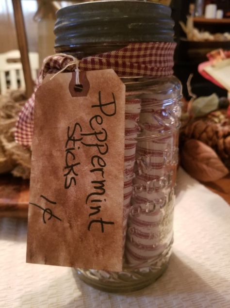 Rustic Primitive Christmas, Primitive Country Crafts Diy, Christmas Primitive Crafts Factory Direct Craft, Diy Peppermint Stick Decorations, Burlap Peppermint Sticks Diy, Easy Primitive Crafts Diy, Diy Primitive Christmas Decor, Primitive Peppermint Sticks Diy, Rustic Candy Canes Diy