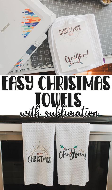 Diy Christmas Towels, Christmas Dish Towels, Christmas Tea Towels, Coworkers Christmas, Sublimation Ideas, Christmas Towels, Sublimation Printer, Christmas Tea, Style Kitchen