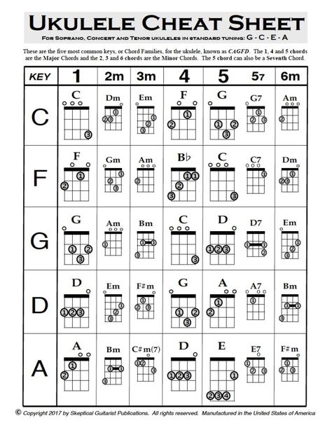 Ukulele Cheat Sheet! - Prescott Ukulele Guild Ukulele Cheat Sheet, Ukulele Scales Practice, Learn To Play The Ukulele, Ukulele Chord Chart Printable, Ukulele Picking Patterns, Ukulele Music Sheets, Disney Ukulele Songs, Ukulele Songs Popular Easy, Ukulele Chord Progression