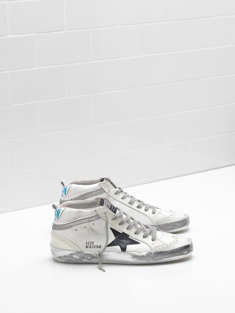 MID STAR - 33E634-L8SN - Golden Goose Deluxe Brand - Official Website Mid Golden Goose, Golden Goose Hightops, High Top Golden Goose, Mid Top Golden Goose, Golden Goose Women, Golden Goose Leopard Mid Star, Golden Goose Mid, Shoes 2021, Italian Sneakers