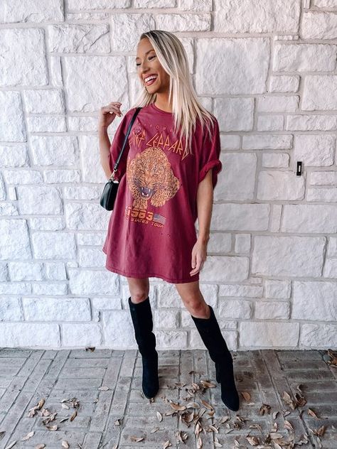 T-shirt Dress And Boots, T Shirt Dress Outfit Winter, Western T Shirt Dress, T Shirt Dress With Boots, Urban Outfitters Tshirt, T Shirt Dress Outfit, Urban Outfitters T Shirts, Thrift Board, Tshirt Dress Outfit