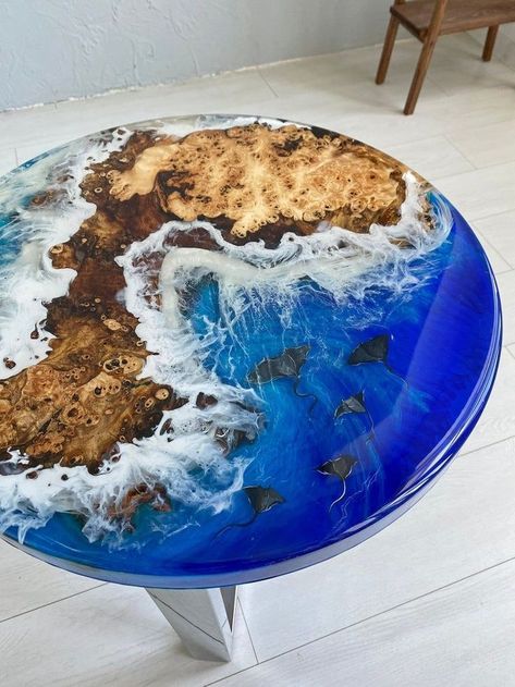 Dining Table Unique, Infinity Table, Wooden Epoxy, Coffee Table Round, Wood Resin Table, Epoxy Resin Table, Diy Epoxy, Resin Furniture, Epoxy Resin Wood