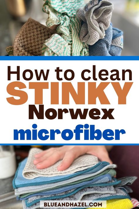 If you have stinky kitchen microfiber rags, you don't want to use any bleach as it will break down your microfiber's effectiveness. Here's how to clean stinky Norwex microfiber cloths without bleach, using a vinegar soak and then second wash with just baking soda. I thought my rags were so stinky and gross I may need to toss, but this trick took away all the bacteria and got them smelling like nothing...which is the goal! Here's step by step how to clean Norwex microfiber cloths. Wash Towels With Vinegar, Norwex Towels, Deep Clean Kitchen, Kitchen Rags, Norwex Cloths, Norwex Microfiber, Eclectic Wallpaper, Microfiber Bath Towels, Dish Rag