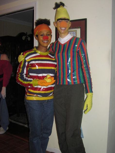 Bert & Ernie Ernie And Burt Costume, Bert And Ernie Halloween Costume, Diy Bert And Ernie Costume, Ernie Costume, Bert And Ernie Costume, Partner Costume, Sesame Street Halloween Costumes, Bert And Ernie Meme, Partner Costumes