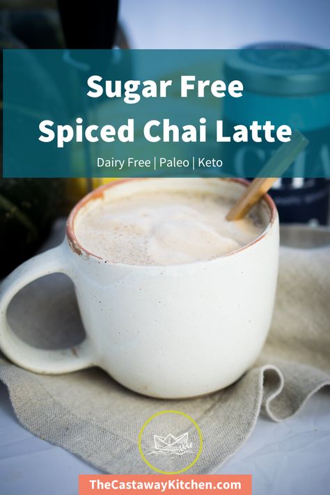 Creamy, spicy, and loaded with feel good flavors and health benefits, this Sugar Free Spiced Chai Latte is a deliciously comforting non-coffee caffeine boost. Dairy Free Keto Recipes, Chai Latte Recipe, Paleo Drinks, Spiced Chai, Homemade Almond Milk, Chai Tea Latte, Dairy Free Milk, Latte Recipe, Tea Latte