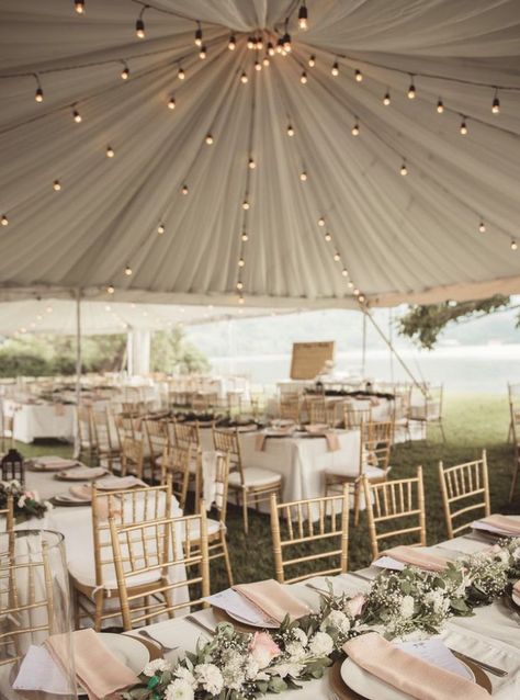 Open Tent Wedding Receptions, Tent Wedding With Lights, Outdoor Tented Wedding Reception, Tent With Lights Wedding, Tent Lights Wedding, Reception Tent Decor, Neutral Outdoor Wedding, Open Tent Wedding, Outdoor Tent Decorations