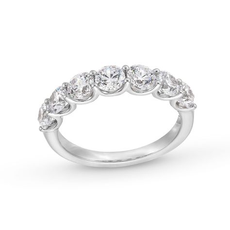 2 CT. T.W. Certified Lab-Created Diamond Seven Stone Anniversary Band in 14K White Gold (I/SI2) | Zales Diamond Anniversary Bands, Anniversary Bands, Lab Created Diamonds, Diamond Rings, Mother’s Day, Lab, White Gold, Sparkle, Band