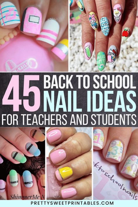 back to school nails Back To School Nails For Little Kids, Trendy Back To School Nails, Teacher Nail Art, School Nail Ideas, Back To School Nail Ideas, Teacher Nails, School Nail Art, Kids Nail Designs, Ideas For Teachers