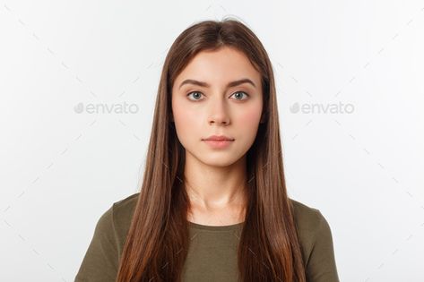 Portrait of a beautiful young woman looking at the camera and smiling, isolated on a white by benzoix. Portrait of a beautiful young woman looking at the camera and smiling, isolated on a white background #Sponsored #woman, #camera, #young, #Portrait Woman Looking At Camera, Feminine Women, Woman Looking, Short Story, Young Woman, Portrait Art, Woman Face, Art Inspo, White Background