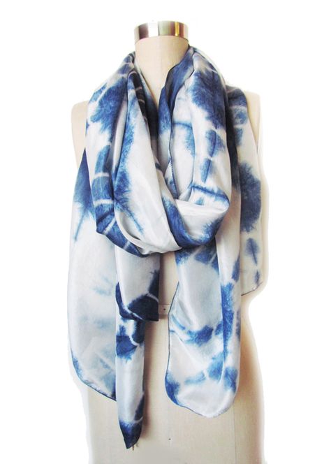 Handmade and Naturally Dyed Diamond Tie Dye Silk Scarf Tie Dye Scarves, Silk Shawl, Blue Scarf, Silk Dyeing, Naturally Dyed, Silk Scarves, Shibori, Bandanas, Scarf Styles