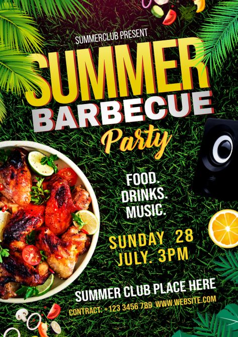 Summer Barbecue Party Flyer Template | PosterMyWall Fliers Design, Cookout Flyer, Summer Barbecue Party, Barbecue Party Food, Bbq Poster, Bbq Flyer, Ada Design, Bbq Party Food, Cookout Party