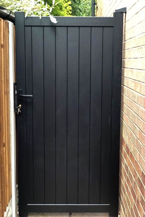 Side of house garden gates | Barriers Direct Side Gates And Fences Anthracyte, Composite Gates Uk, Star View, Gate Post, Aluminium Gates, Side Gates, Custom Gates, Driveway Gate, Garden Gates