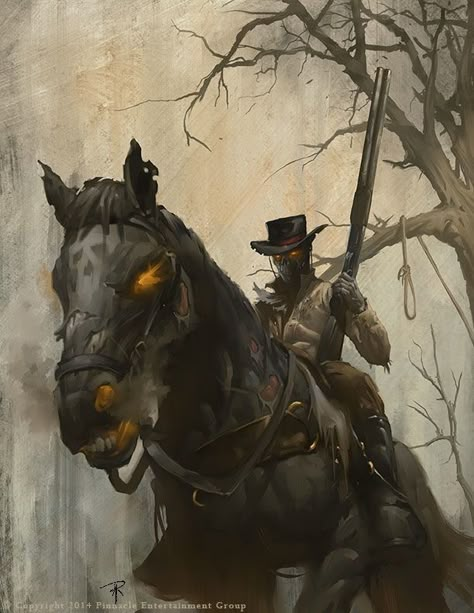 Art from GhostTown Black Horse, A Horse, A Black, A Man, Cowboy, Black, Art