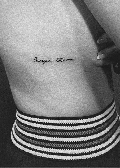 Carp Diem Tattoo Women, Tattoo Ideas Carpe Diem, Tattoo Carpe Diem, Side Thigh Tattoos Women, Inside Finger Tattoos, Astronomy Tattoo, Brandon Flynn, Side Thigh Tattoos, Light Tattoo