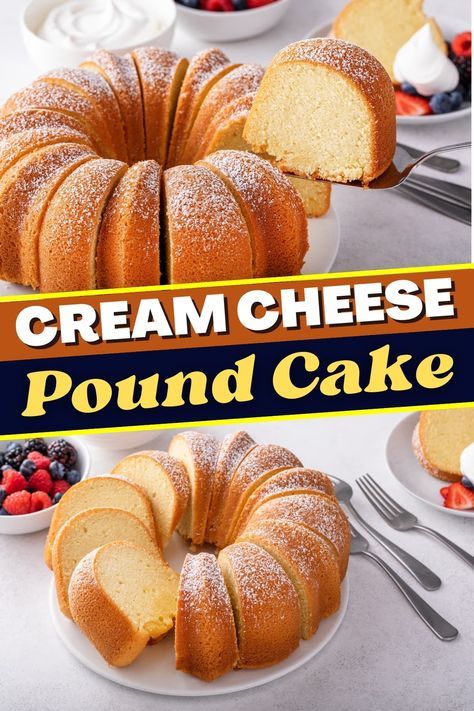 This cream cheese pound cake is sweet, moist, and delicious! The addition of cream cheese adds a tang to take traditional pound cake over the top. Pound Cakes Recipes From Scratch, Sourcream Poundcake, Cake Mix With Cream Cheese, Traditional Pound Cake, Bunt Cake Recipe, Cake Easy Recipe, Cream Cheese Pound Cake Recipe, Bread Pudding With Apples, Cheese Pound Cake