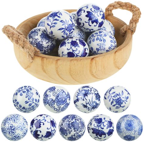 PRICES MAY VARY. Package Content: you will receive decorative balls for bowls which are printed with different beautiful patterns, there are enough quantities and styles to meet your needs of decoration and replacement requirements, you could also share them with other people Suitable Size: the size of blue and white home decor is about 6 cm/ 2.36 inches, the proper size is suitable for most areas such as center bowl, big jar, tray, plate, vase, basket and more as you want, adding attractive and Blue And White Home, Decorative Balls, Basket Decoration, White Porcelain, Classic Style, Tray, Porcelain, Blue And White, Bowl